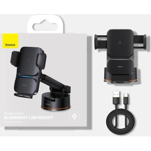 Buy Baseus Wisdom Auto Alignment Car Mount Wireless Charger QI 15W (Suction base) Black - BSU3394BLK - {ean13} - Home Screen Store Europe