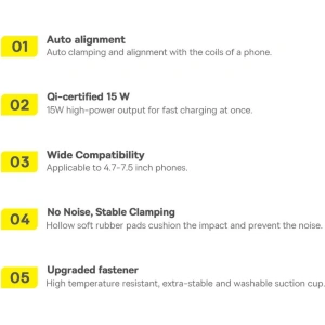 Buy Baseus Wisdom Auto Alignment Car Mount Wireless Charger QI 15W (Suction base) Black - BSU3394BLK - {ean13} - Home Screen Store Europe