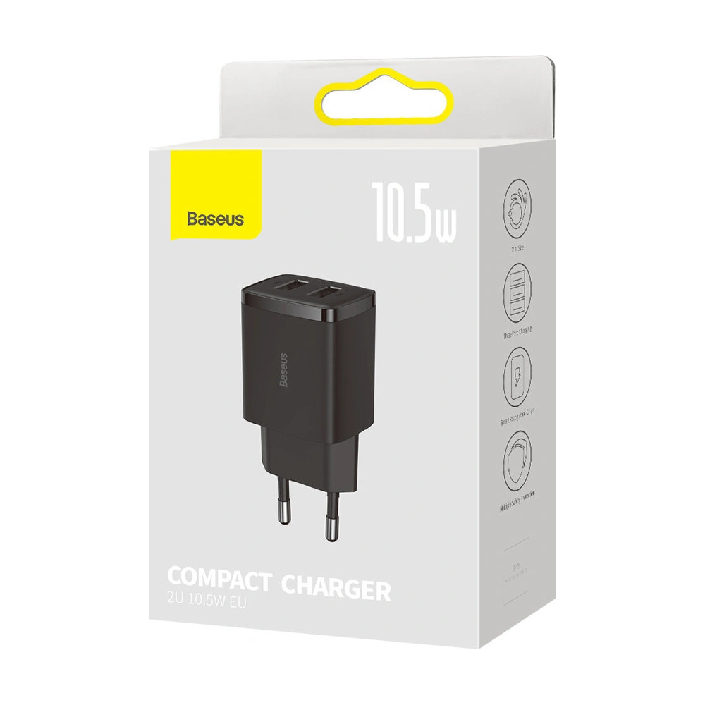 Ładowarka sieciowa Baseus Compact 2xUSB-A 10.5W czarny