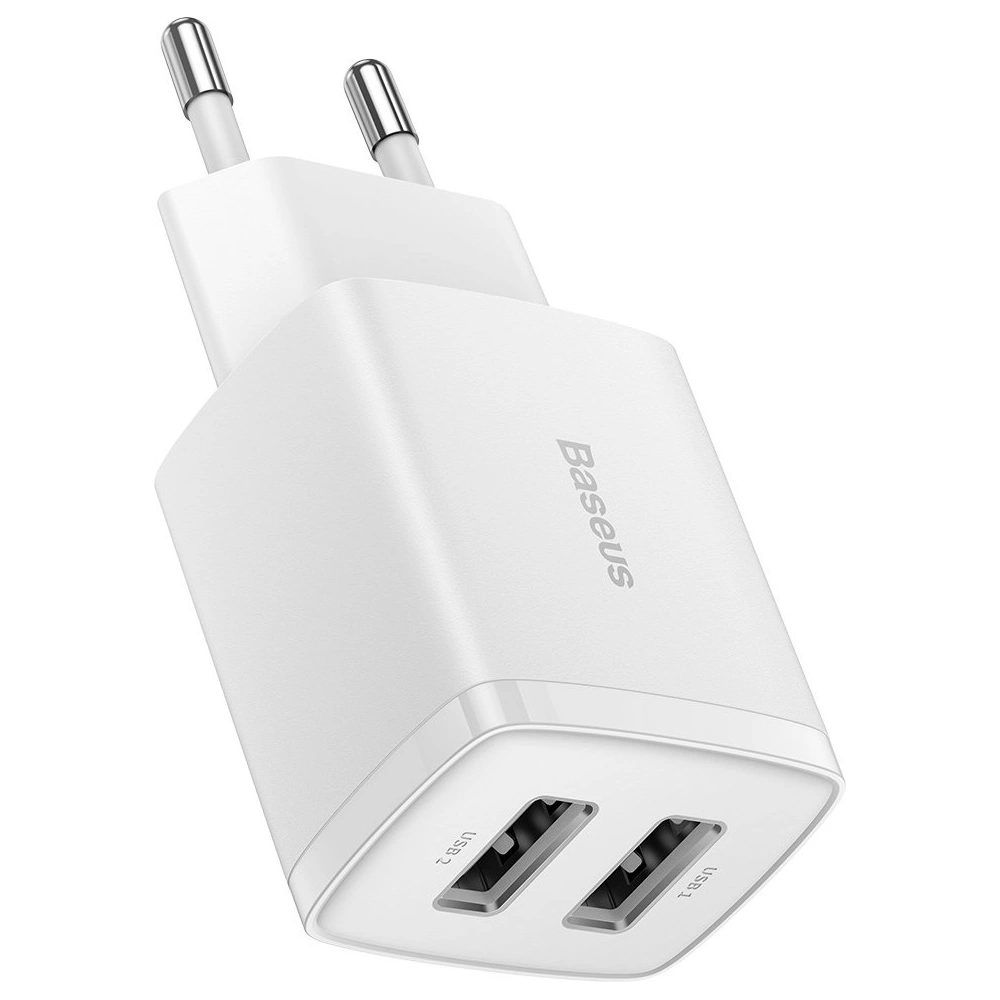 Ładowarka sieciowa Baseus Compact 2xUSB-A 10.5W biały