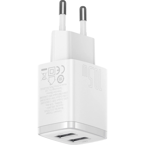 Kup Ładowarka sieciowa Baseus Compact 2xUSB-A 10.5W biały - BSU3399WHT - {ean13} - Sklep Home Screen