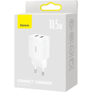 Ładowarka sieciowa Baseus Compact 2xUSB-A 10.5W biały