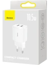 Kup Ładowarka sieciowa Baseus Compact 2xUSB-A 10.5W biały - BSU3399WHT - {ean13} - Sklep Home Screen