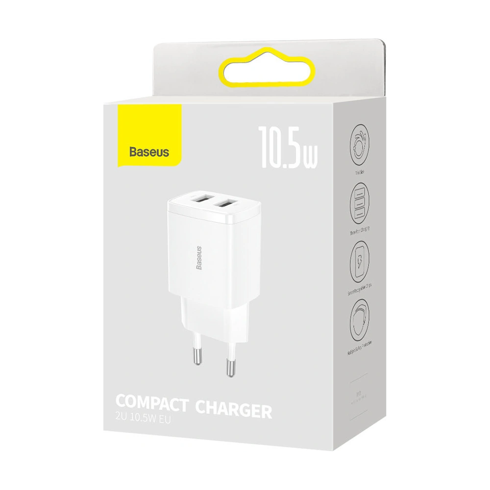 Ładowarka sieciowa Baseus Compact 2xUSB-A 10.5W biały