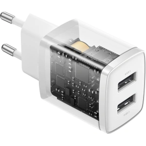 Ładowarka sieciowa Baseus Compact 2xUSB-A 10.5W biały