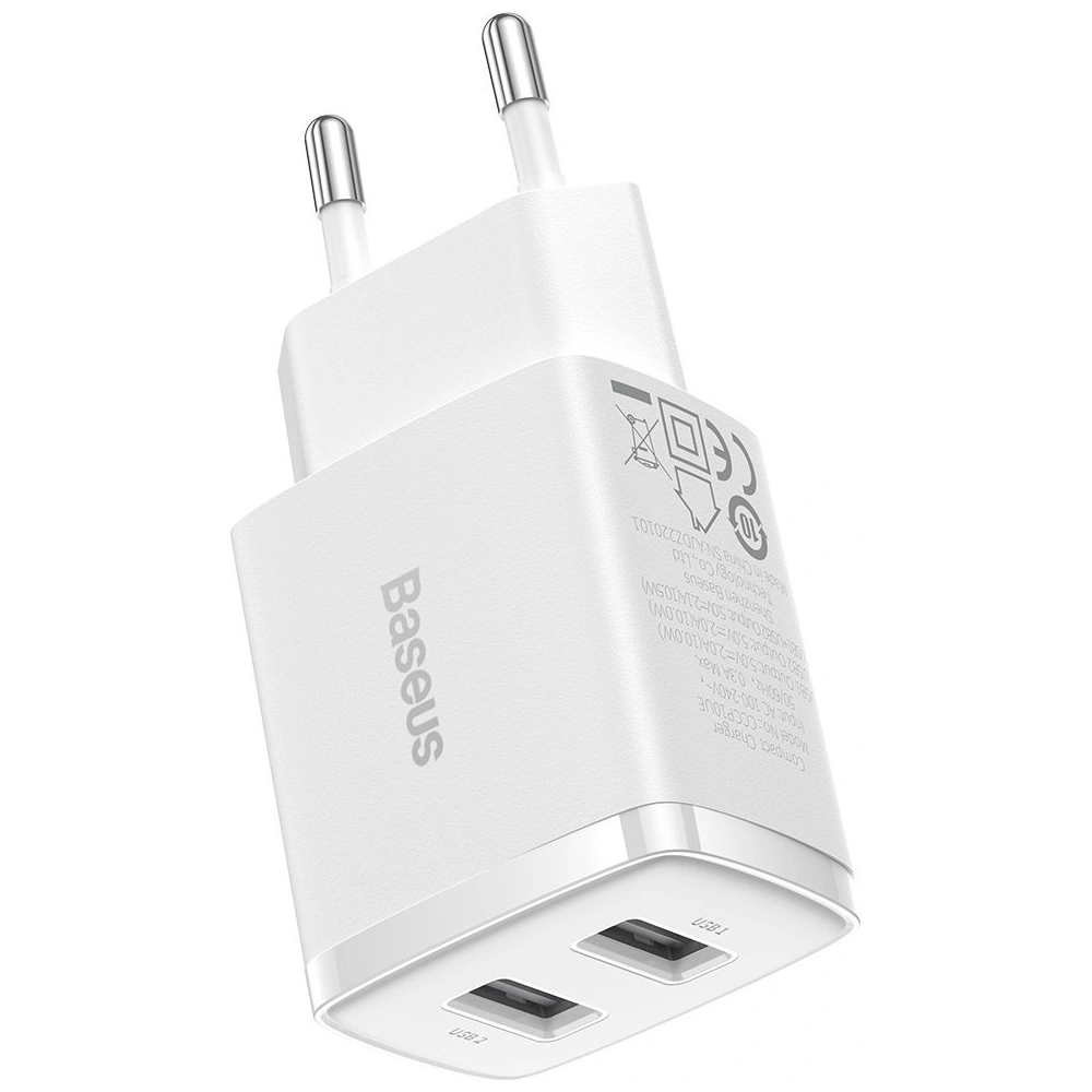 Ładowarka sieciowa Baseus Compact 2xUSB-A 10.5W biały