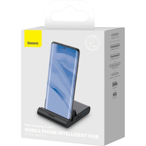 Buy Baseus Mate Docking Type-C Mobile Phone Intelligent HUB Docking Station Pro Black - BSU3400BLK - {ean13} - Home Screen Store Europe