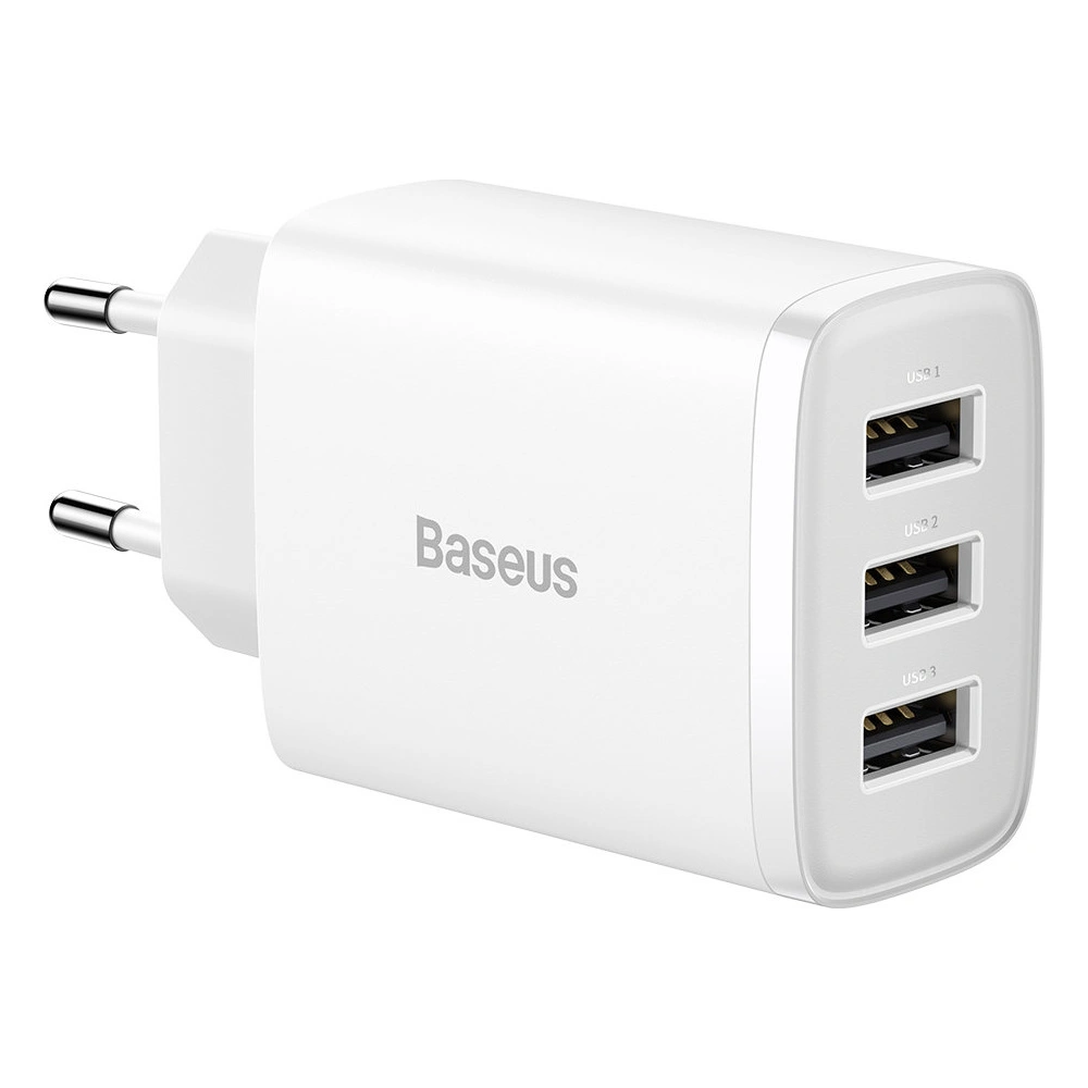 Ładowarka sieciowa Baseus Compact 3xUSB-A 17W biały