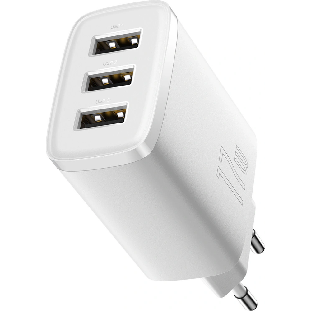 Ładowarka sieciowa Baseus Compact 3xUSB-A 17W biały