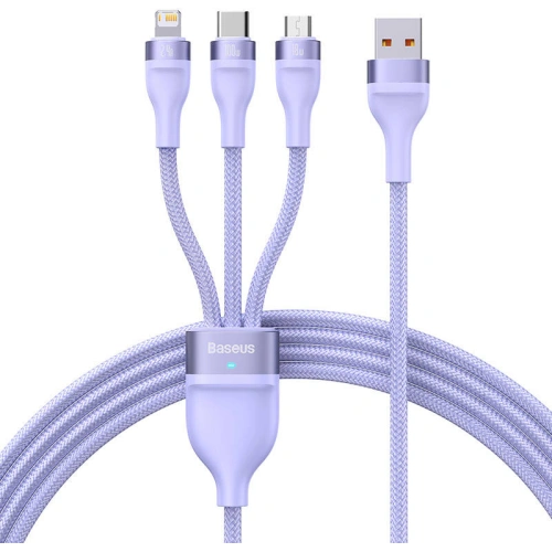 Kup Kabel Baseus Flash Series 3w1 USB-A - USB-C + micro USB + Lightning 100W 1.2m (fialový) - BSU3413PRP - {ean13} - Sklep Home Screen