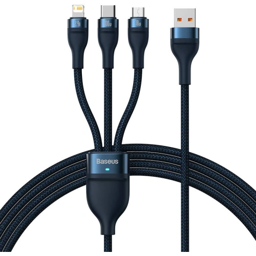 Kup Cablul Baseus Flash Series 3w1 USB-A - USB-C + micro USB + Lightning 100W 1.2m (albastru) - BSU3414BLU - {ean13} - Sklep Home Screen