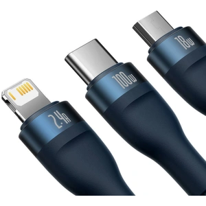 Kabel Baseus Flash Series 3w1 USB-A - USB-C + micro USB + Lightning 100W 1.2m (niebieski)