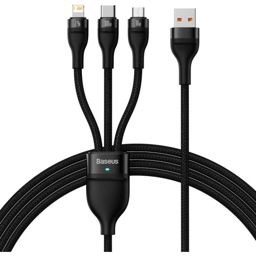 Kup Kabel Baseus Flash Series 3w1 USB-A - USB-C + micro USB + Lightning 100W 1.2m (černý) - BSU3415BLK - {ean13} - Sklep Home Screen