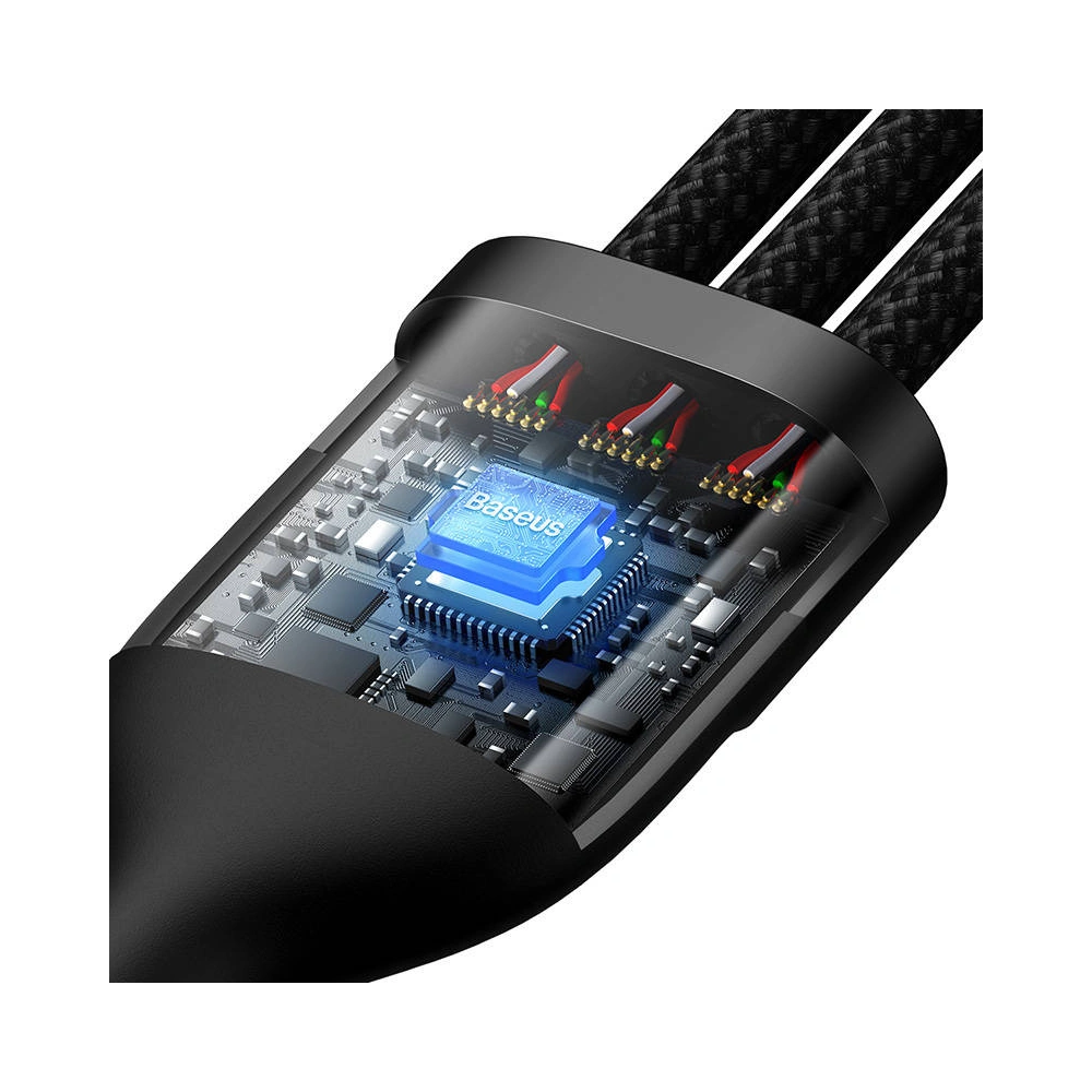 Kabel Baseus Flash Series 3w1 USB-A - USB-C + micro USB + Lightning 100W 1.2m (czarny)