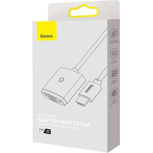 Buy Baseus Lite Series HDMI to VGA Adapter with audio (black) - BSU3416BLK - {ean13} - Home Screen Store Europe