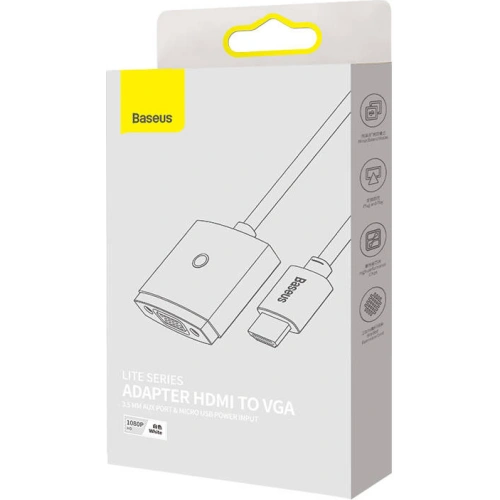 Buy Baseus Lite Series HDMI to VGA Adapter with audio (white) - BSU3417WHT - {ean13} - Home Screen Store Europe