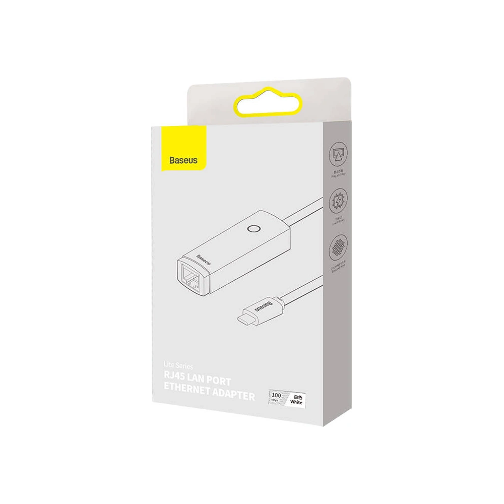 Adapter sieciowy Baseus Lite Series USB-C - RJ45 100Mbps (biały)