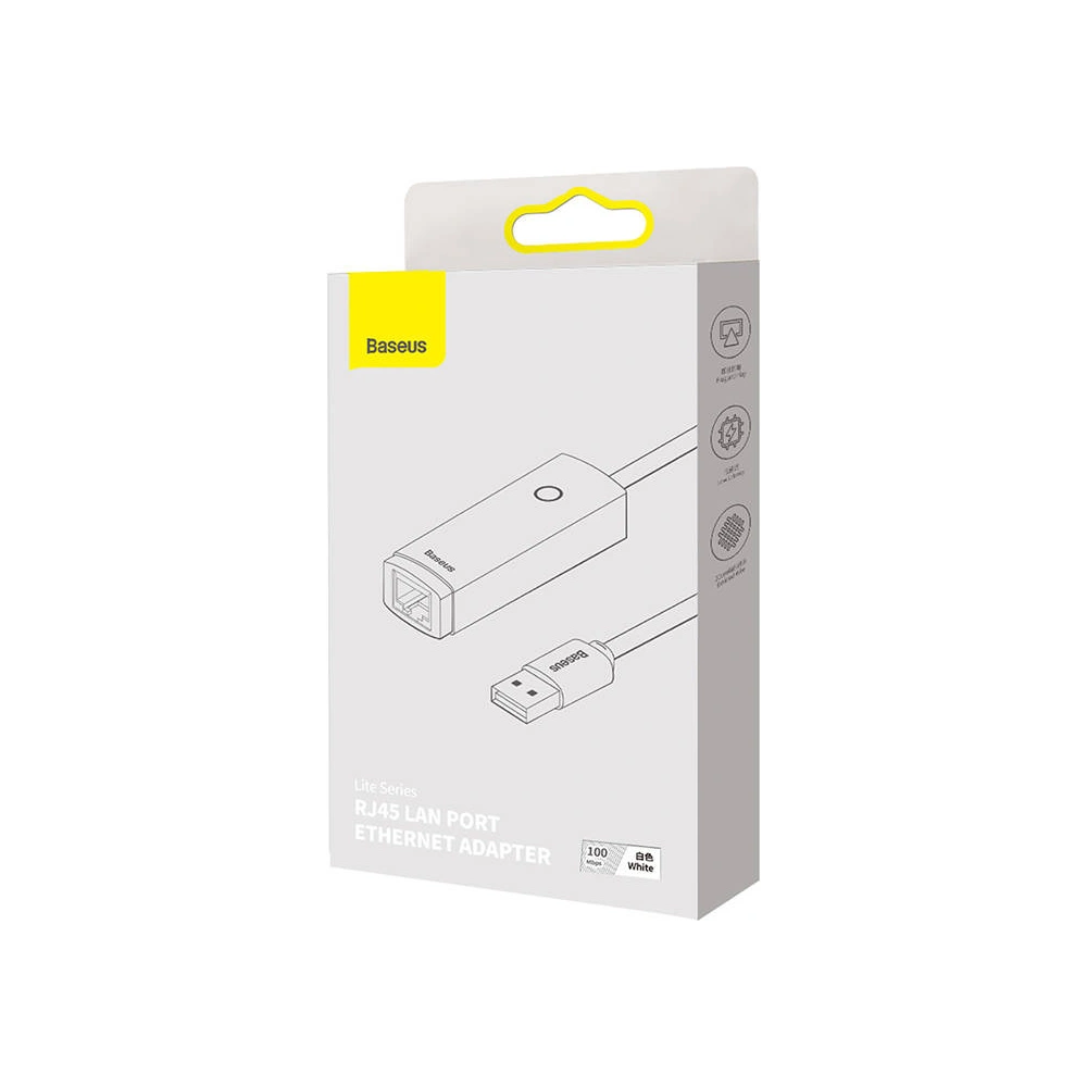 Adapter sieciowy Baseus Lite Series USB - RJ45 100Mbps (biały)