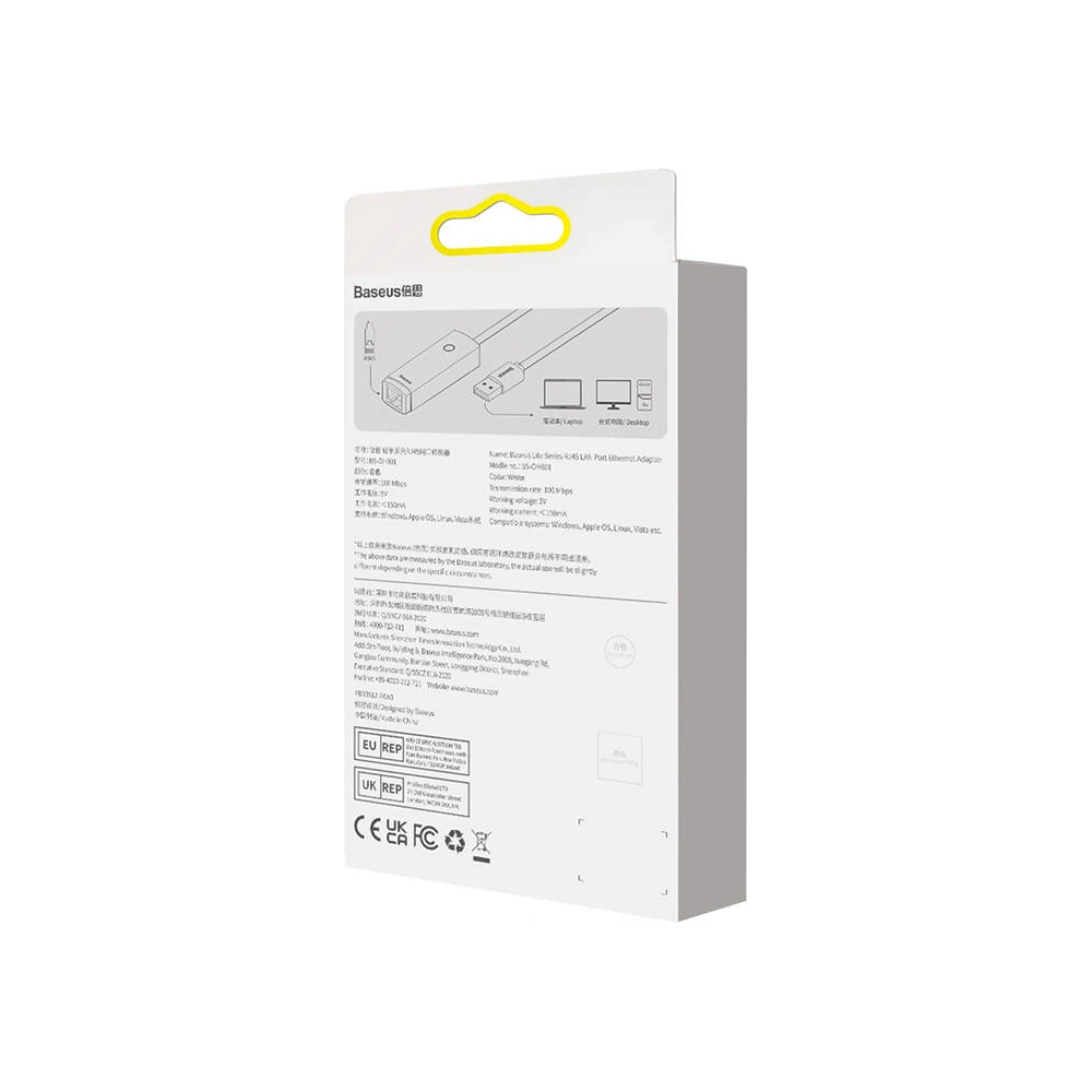 Adapter sieciowy Baseus Lite Series USB - RJ45 100Mbps (biały)