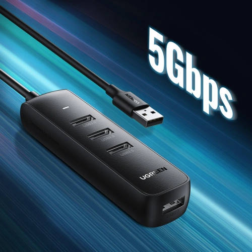 Kup Hub UGREEN CM416 4-in-1 USB - 4xUSB-A 3.0 PD DC 12V 0,25m schwarz - UGR1327BLK - {ean13} - Sklep Home Screen