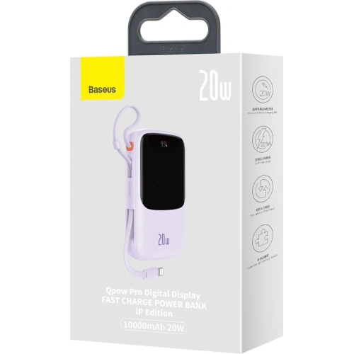 Kup Powerbank Baseus Qpow 10000mAh 20W Quick Charge SCP AFC FCP violett + Lightning-Kabel - BSU3427PRP - {ean13} - Sklep Home Screen
