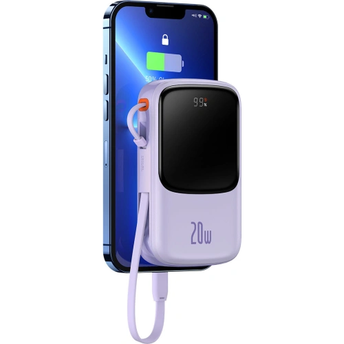 Kup Powerbank Baseus Qpow 10000mAh 20W Quick Charge SCP AFC FCP violett + Lightning-Kabel - BSU3427PRP - {ean13} - Sklep Home Screen