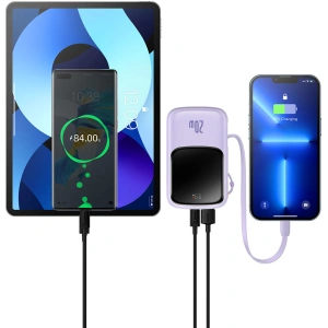 Powerbank Baseus Qpow 10000mAh 20W Quick Charge SCP AFC FCP fioletowy + kabel Lightning