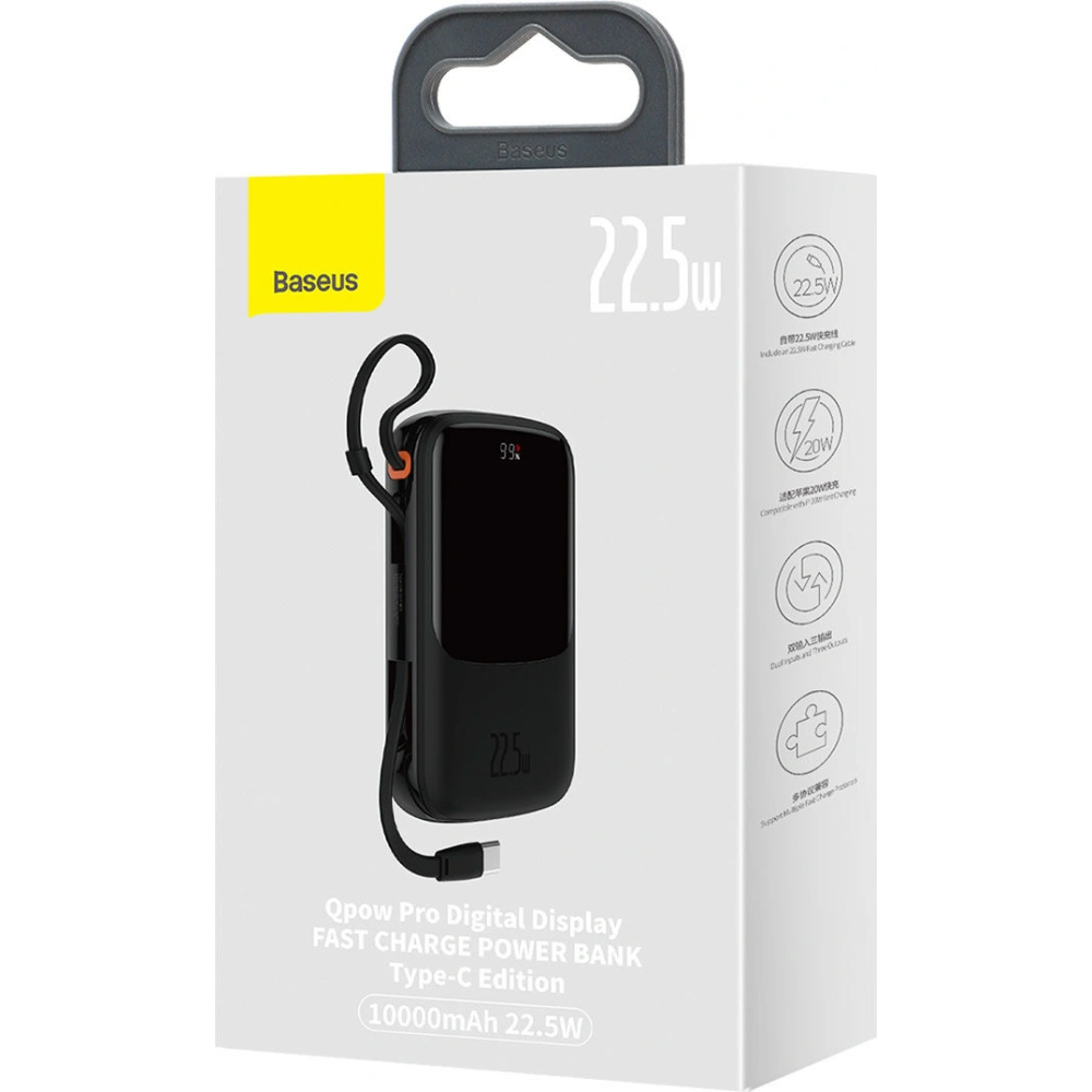 Powerbank Baseus Qpow 10000mAh 22.5W Quick Charge SCP AFC FCP czarny + kabel USB-C