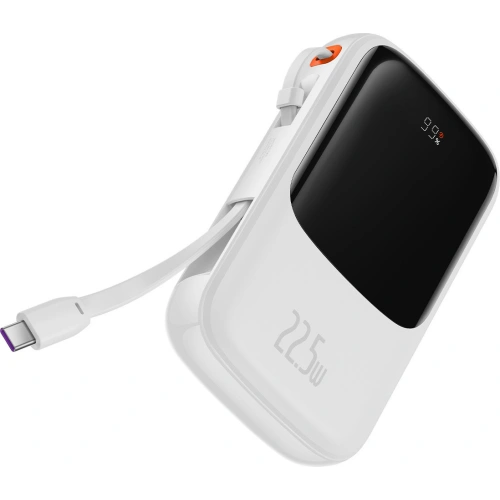 Buy Baseus Qpow powerbank 10000mAh built-in USB Type-C cable 22.5W Quick Charge SCP AFC FCP white - BSU3429WHT - {ean13} - Home Screen Store Europe