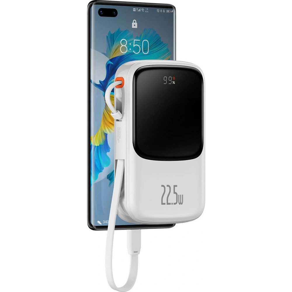Powerbank Baseus Qpow 10000mAh 22.5W Quick Charge SCP AFC FCP biały + kabel USB-C