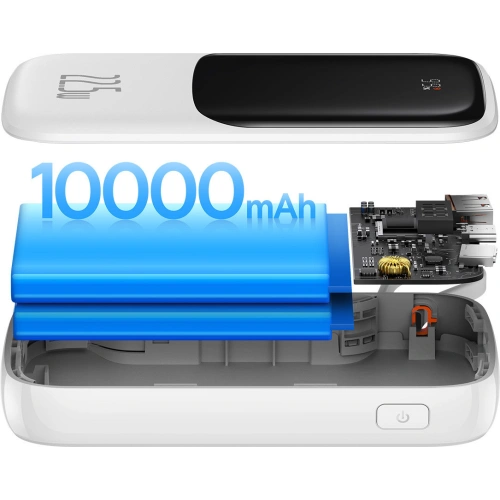 Buy Baseus Qpow powerbank 10000mAh built-in USB Type-C cable 22.5W Quick Charge SCP AFC FCP white - BSU3429WHT - {ean13} - Home Screen Store Europe