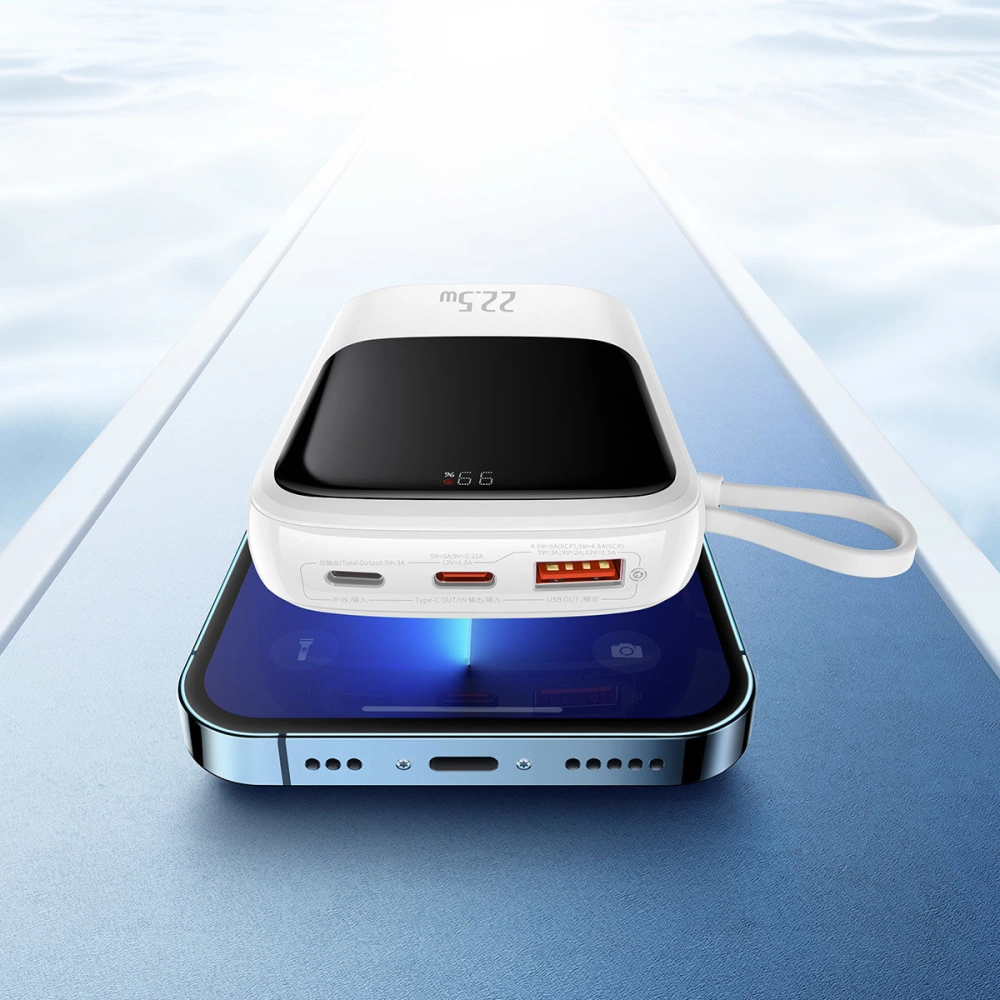 Powerbank Baseus Qpow 10000mAh 22.5W Quick Charge SCP AFC FCP biały + kabel USB-C