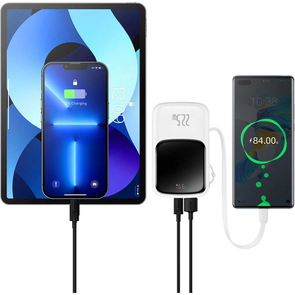 Powerbank Baseus Qpow 10000mAh 22.5W Quick Charge SCP AFC FCP biały + kabel USB-C