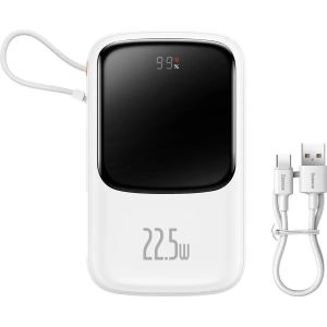 Powerbank Baseus Qpow 10000mAh 22.5W Quick Charge SCP AFC FCP biały + kabel USB-C