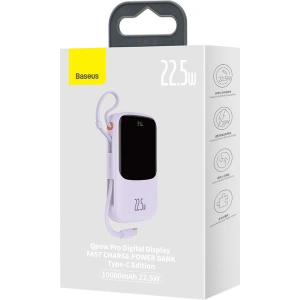 Powerbank Baseus Qpow 10000mAh 22.5W Quick Charge SCP AFC FCP fioletowy + kabel USB-C