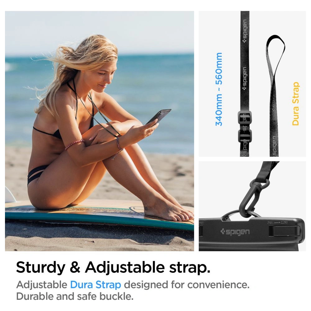 Wodoodporne uniwersalne etui Spigen A601 Universal Waterproof Case Black [2 PACK]