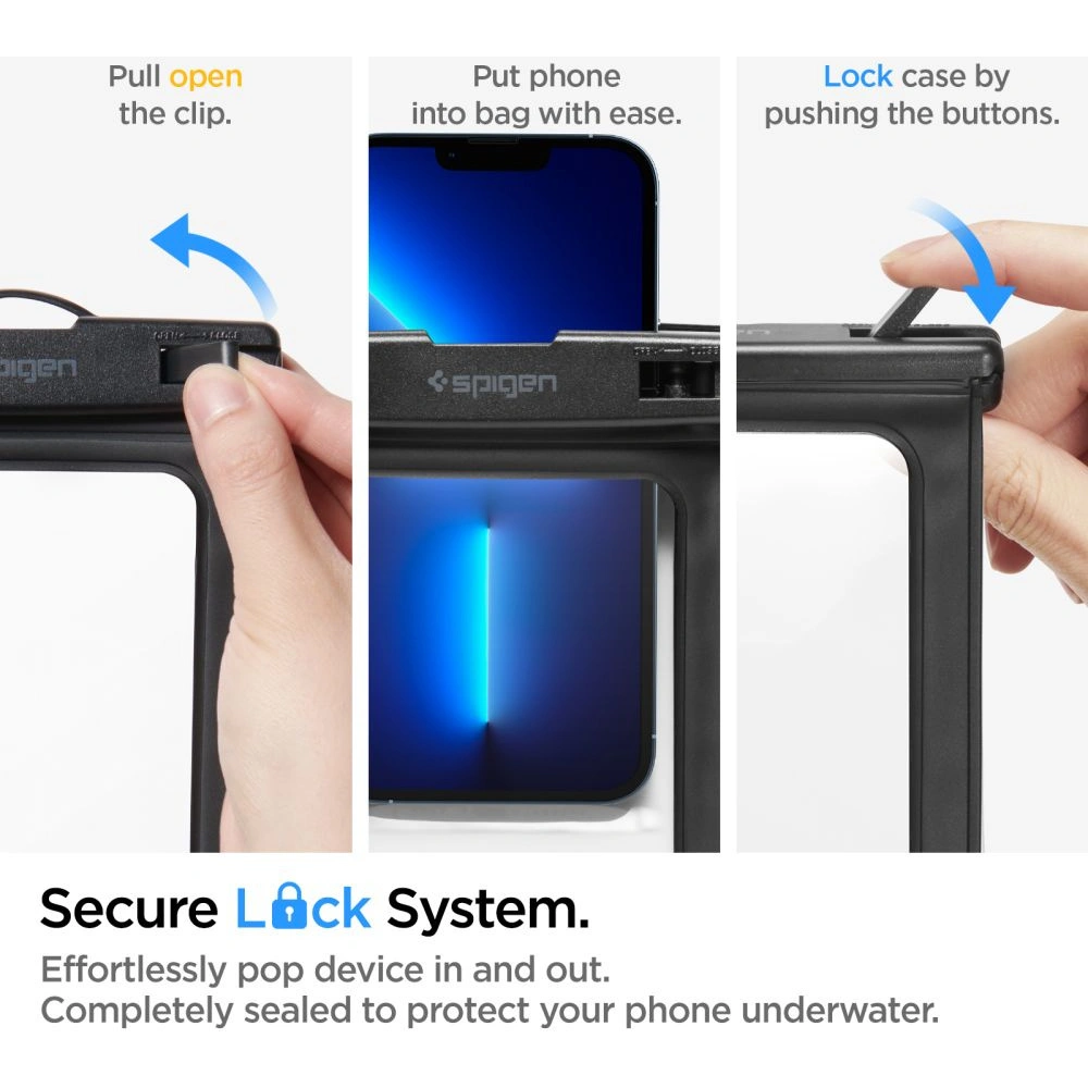 Wodoodporne uniwersalne etui Spigen A601 Universal Waterproof Case Black [2 PACK]