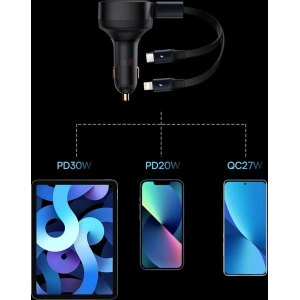 Buy Baseus Enjoyment Car Charger 2in1 30W black - BSU3437BLK - {ean13} - Home Screen Store Europe