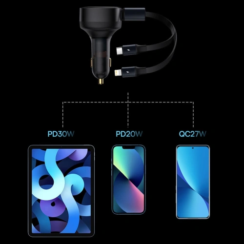 Kup Auto nabíječka Baseus Enjoyment 2w1 30W černá - BSU3437BLK - {ean13} - Sklep Home Screen