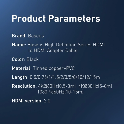 Kup Kábel Baseus HDMI 2.0 0.75m fekete - BSU3438BLK - {ean13} - Sklep Home Screen