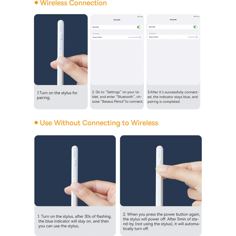Rysik pojemnościowy Baseus do iPad biały + kabel USB-C 3A 0.3m