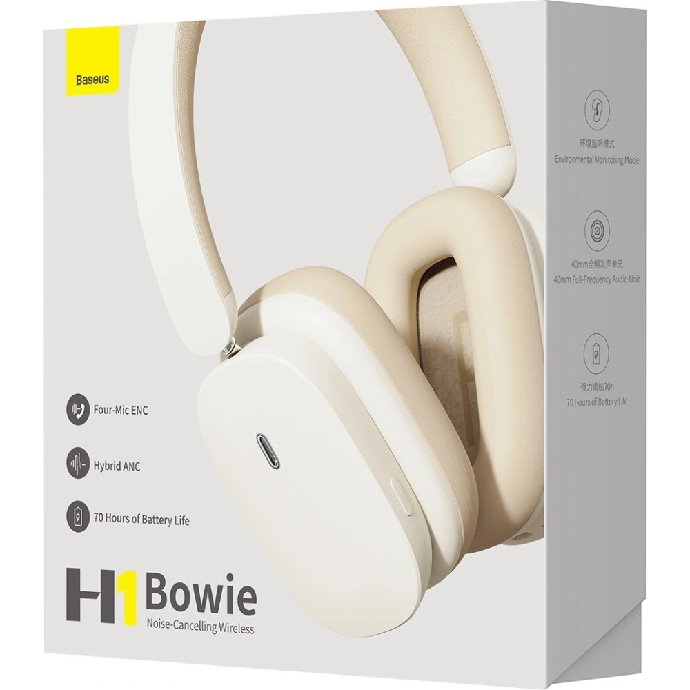 Słuchawki Baseus Bowie H1 Bluetooth 5.2 ANC biały