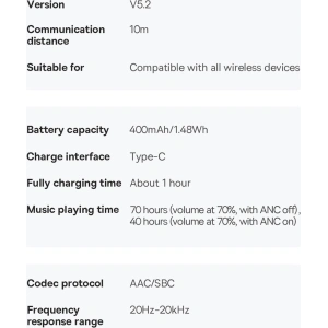 Kup Fülhallgató Baseus Bowie H1 Bluetooth 5.2 ANC fehér - BSU3442WHT - {ean13} - Sklep Home Screen