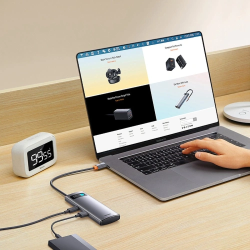 Kup Hub Baseus Metal Gleam Series 4-in-1 USB-C - 3 x USB 3.2 Gen.1 + RJ45 - BSU3443 - {ean13} - Sklep Home Screen