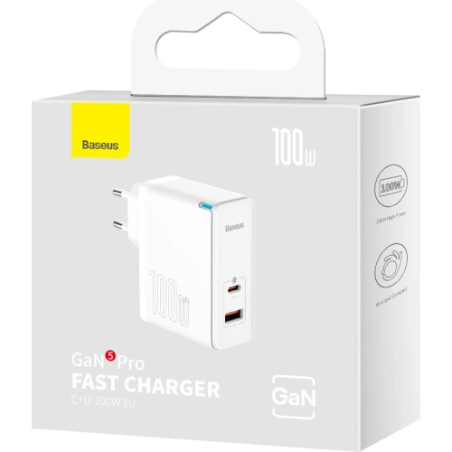 Kup Töltő Baseus GaN5 Pro USB-C/USB 100W PD 3.0 QC4 .0+ AFC fehér - BSU3450WHT - {ean13} - Sklep Home Screen