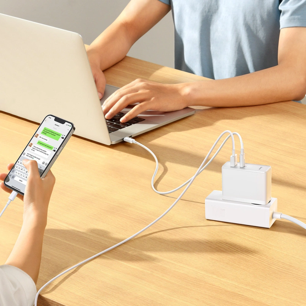 Ładowarka sieciowa Baseus GaN5 Pro USB-C/USB 100W PD 3.0 QC4 .0+ AFC biały