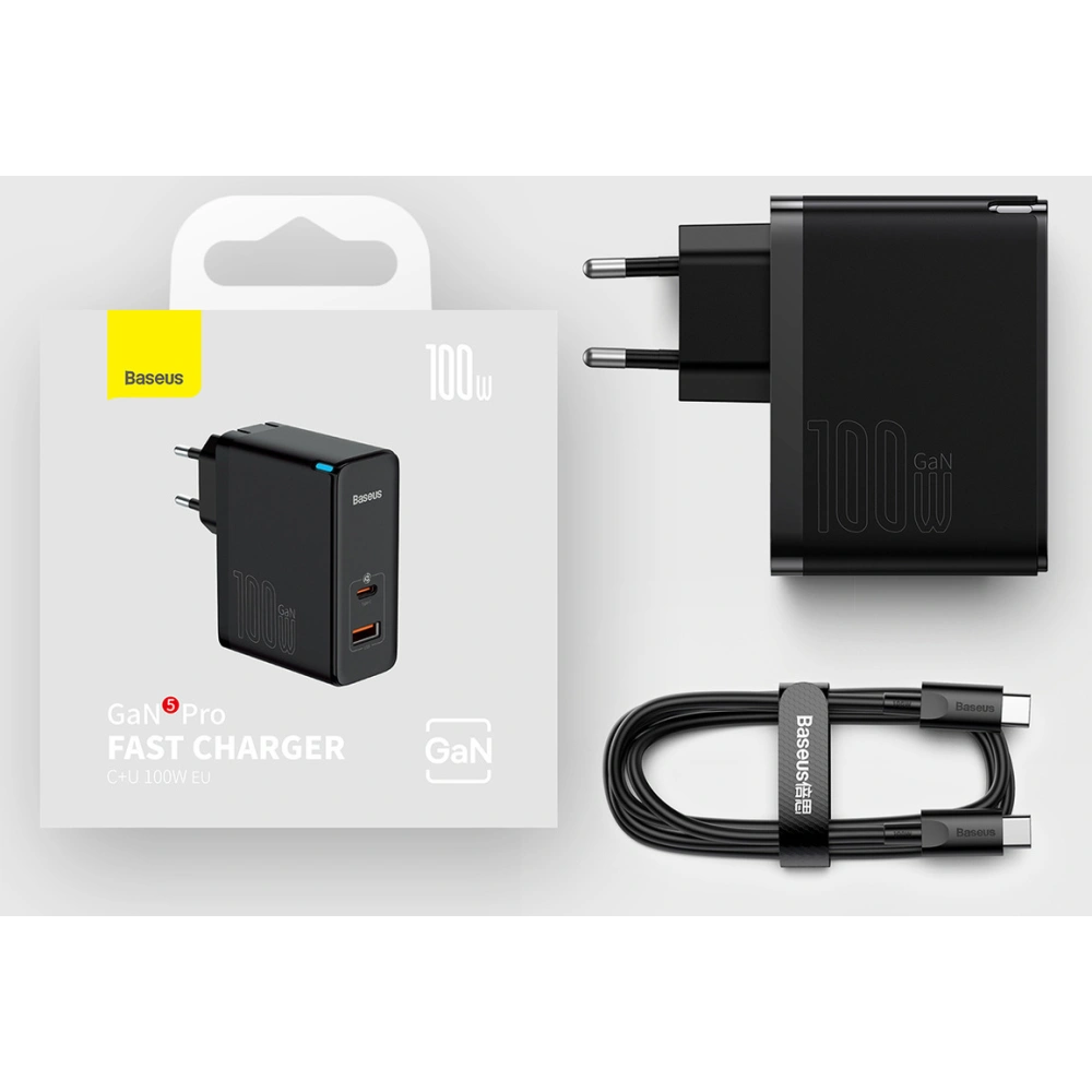 Ładowarka sieciowa Baseus GaN5 Pro USB-C/USB 100W PD 3.0 QC4 .0+ AFC biały