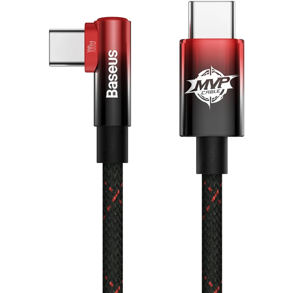 Kabel kątowy Baseus MVP Elbow USB-C - USB-C PD 100W 2m 5A czerwony
