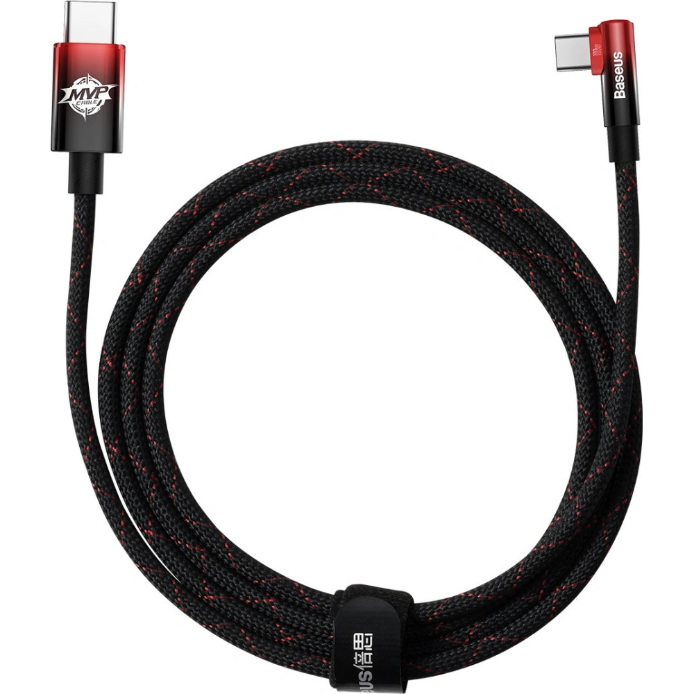 Kabel kątowy Baseus MVP Elbow USB-C - USB-C PD 100W 2m 5A czerwony