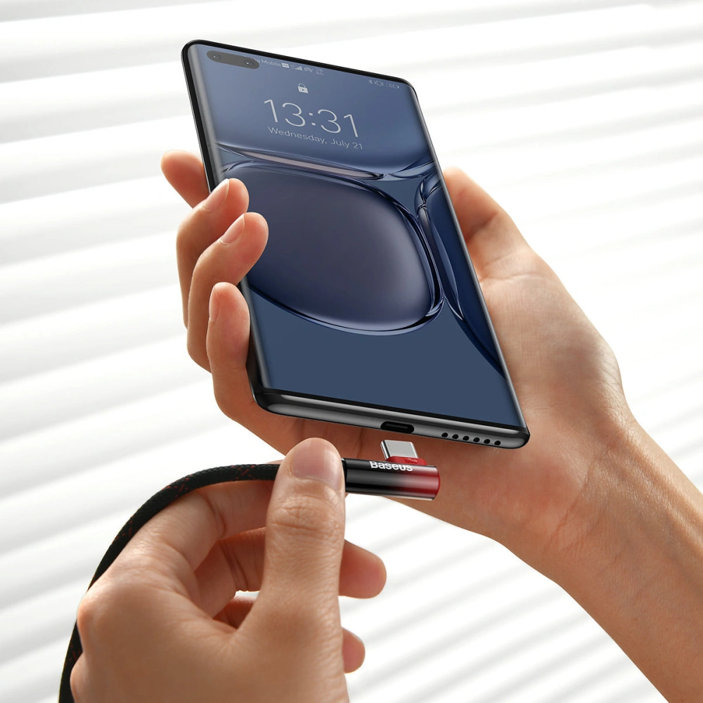 Kabel kątowy Baseus MVP Elbow USB-C - USB-C PD 100W 2m 5A czerwony